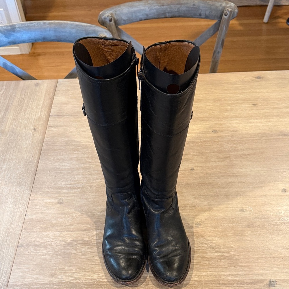 Frye Black Leather Knee-High Boots